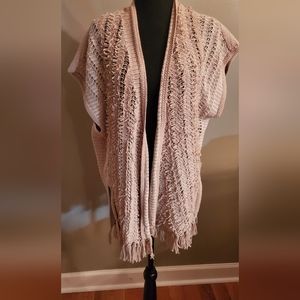 Ann Taylor Loft Tan/Cream Open Front Cardigan Sweater Vest Size Medium